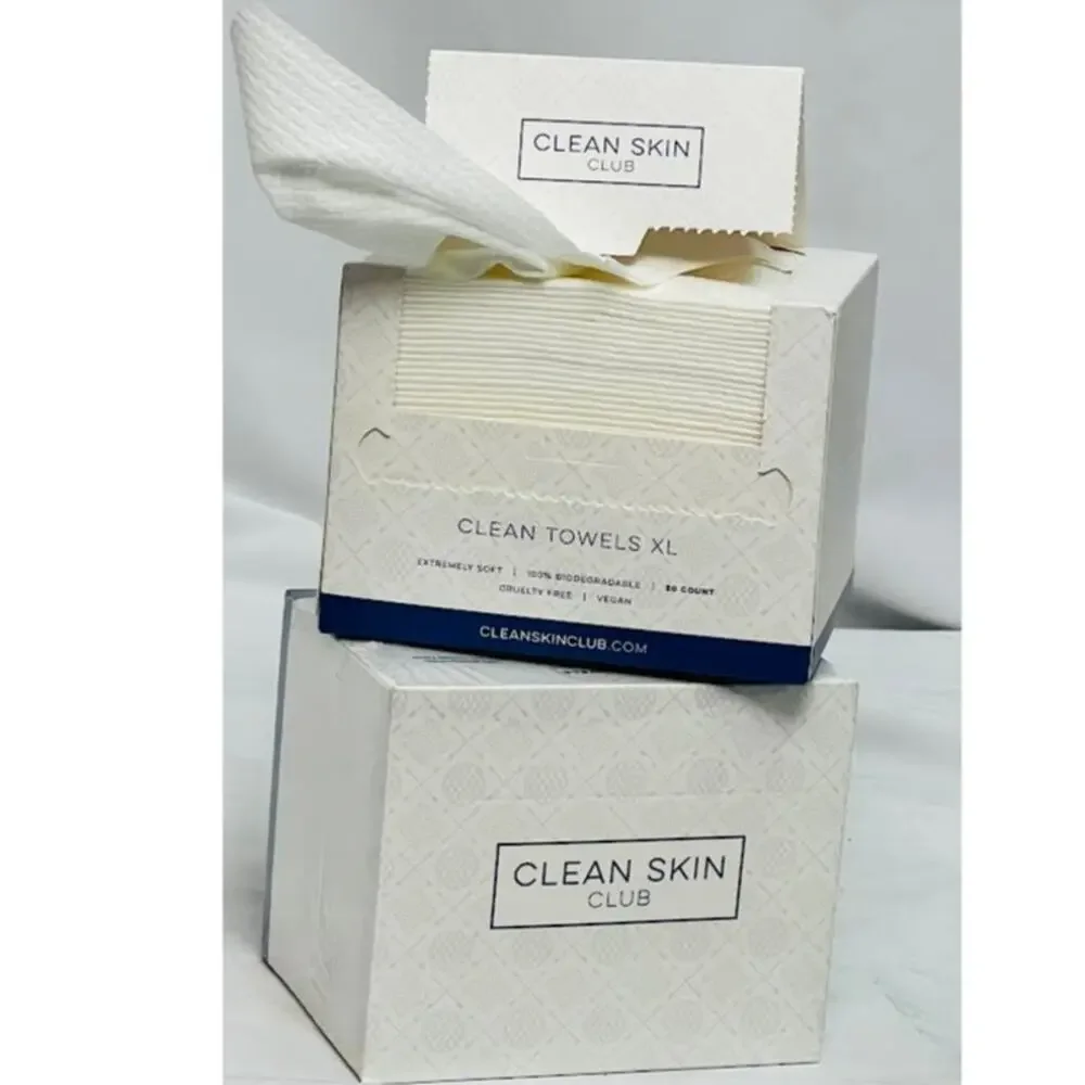 2pk Clean‎ Skin Club XL Disposable Towels Makeup Remover Facial Cloth